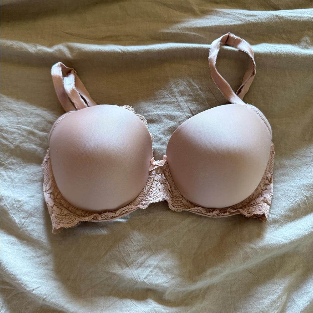 Victoria's Secret lined Demi Blush Pink Lace-Trim Bra